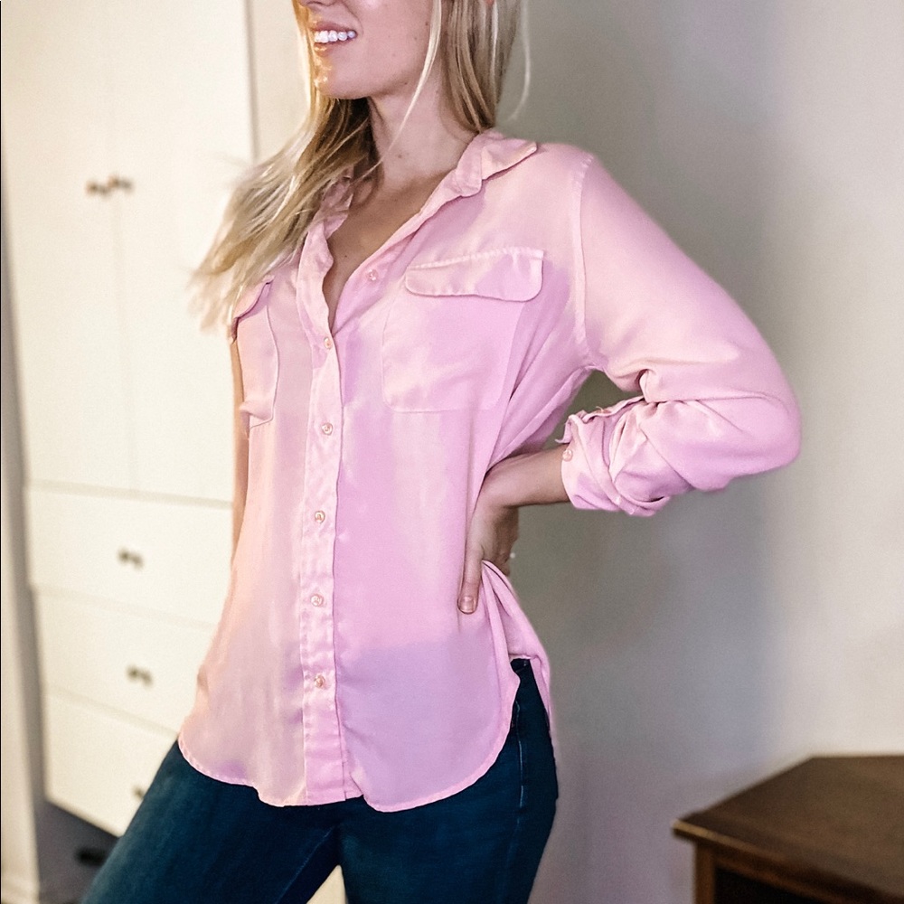 Women’s Sheer Pink Button Down